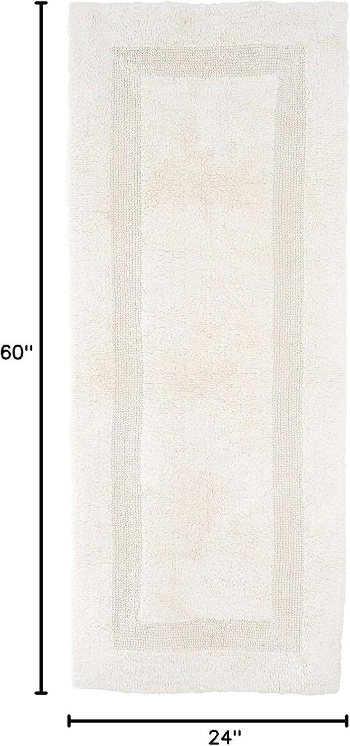 imageLavish Home Reversible Long Bath Mat 60x24Inch Plush Cotton Bathroom Runner Machine Washable Bath Mats for Bathroom Kitchen or Laundry Room BlueIvory