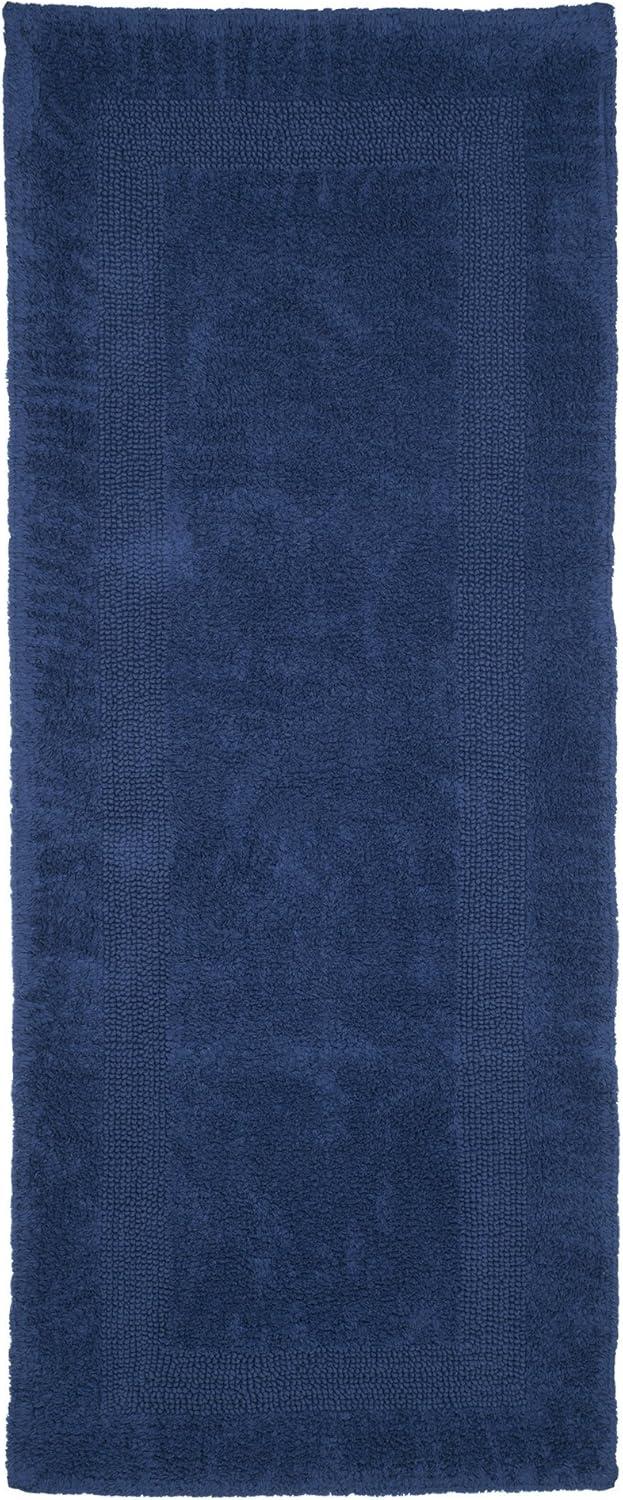 imageLavish Home Reversible Long Bath Mat 60x24Inch Plush Cotton Bathroom Runner Machine Washable Bath Mats for Bathroom Kitchen or Laundry Room BlueNavy