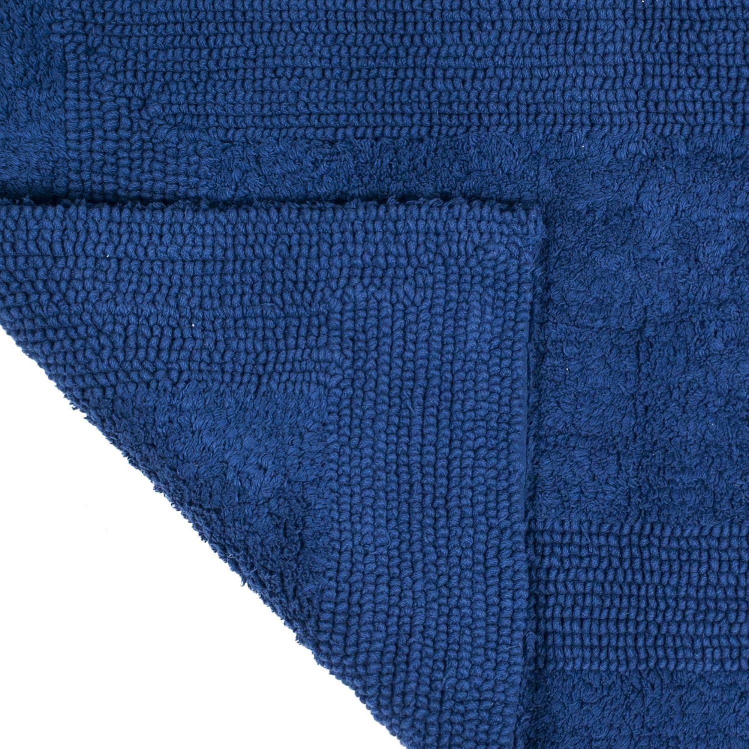 imageLavish Home Reversible Long Bath Mat 60x24Inch Plush Cotton Bathroom Runner Machine Washable Bath Mats for Bathroom Kitchen or Laundry Room BlueNavy