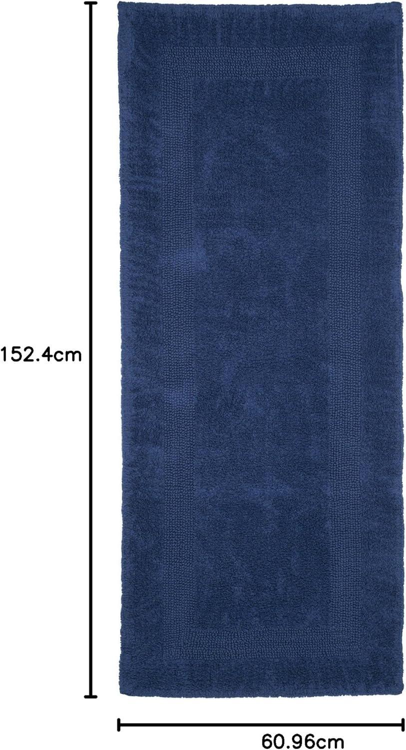 imageLavish Home Reversible Long Bath Mat 60x24Inch Plush Cotton Bathroom Runner Machine Washable Bath Mats for Bathroom Kitchen or Laundry Room BlueNavy