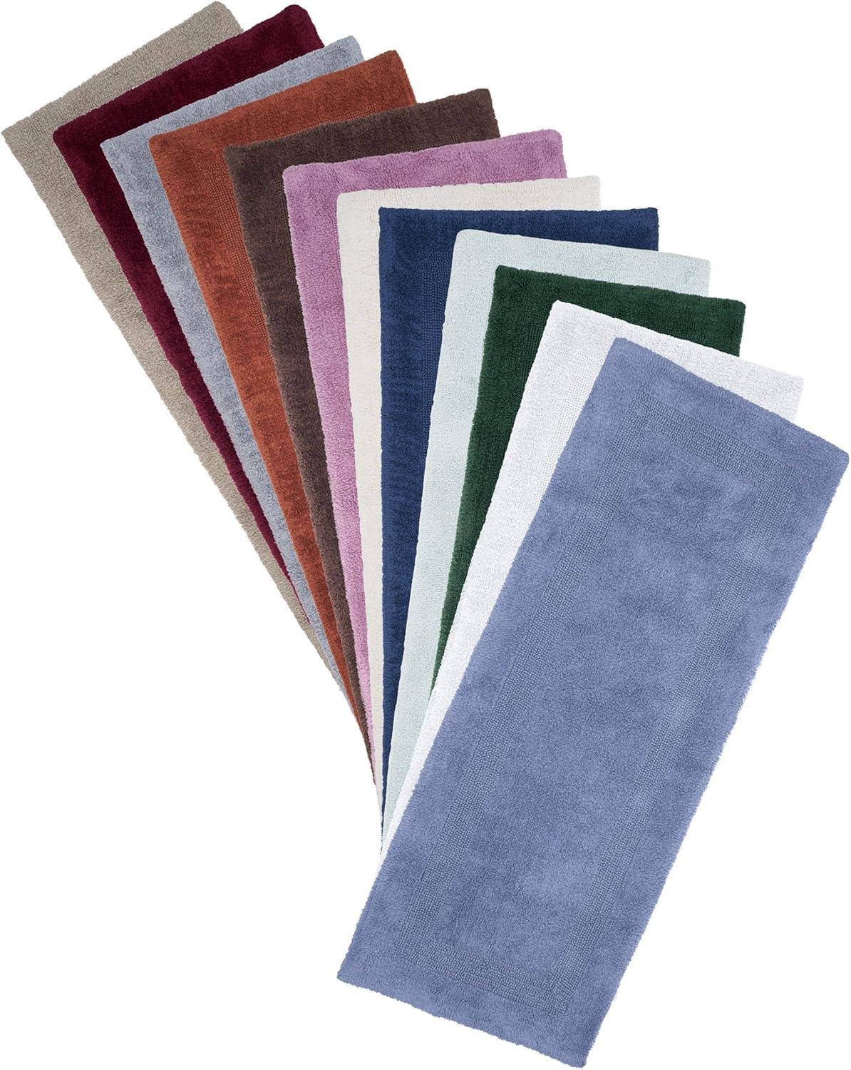 imageLavish Home Reversible Long Bath Mat 60x24Inch Plush Cotton Bathroom Runner Machine Washable Bath Mats for Bathroom Kitchen or Laundry Room BlueRose