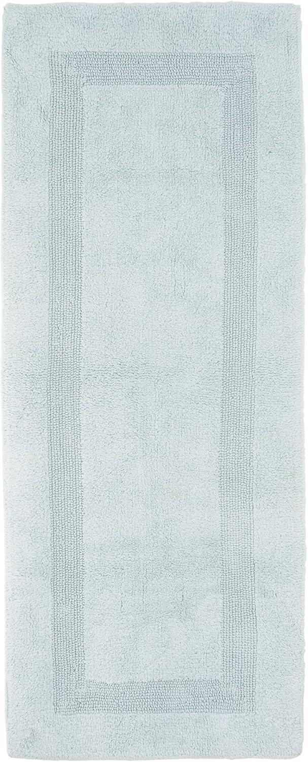 imageLavish Home Reversible Long Bath Mat 60x24Inch Plush Cotton Bathroom Runner Machine Washable Bath Mats for Bathroom Kitchen or Laundry Room BlueSeafoam