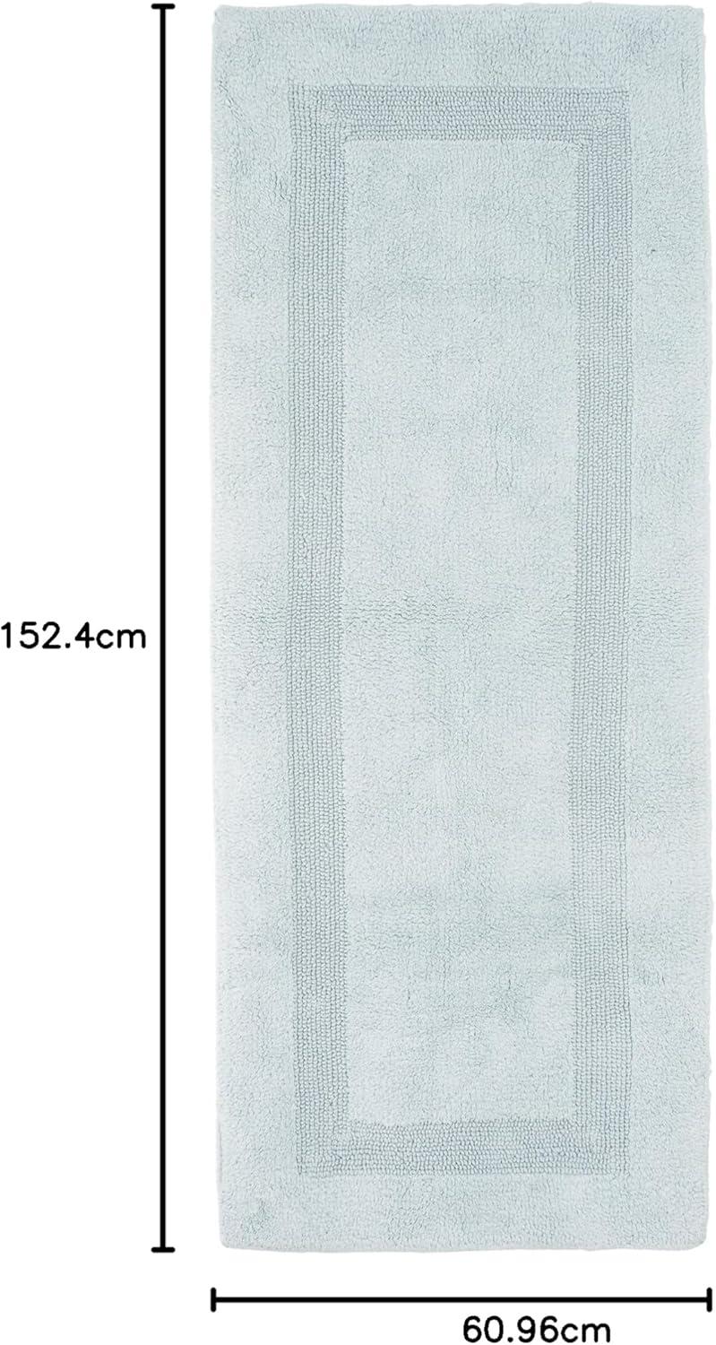 imageLavish Home Reversible Long Bath Mat 60x24Inch Plush Cotton Bathroom Runner Machine Washable Bath Mats for Bathroom Kitchen or Laundry Room BlueSeafoam
