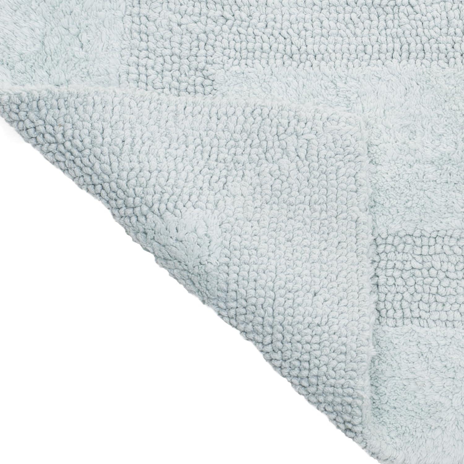 imageLavish Home Reversible Long Bath Mat 60x24Inch Plush Cotton Bathroom Runner Machine Washable Bath Mats for Bathroom Kitchen or Laundry Room BlueSeafoam
