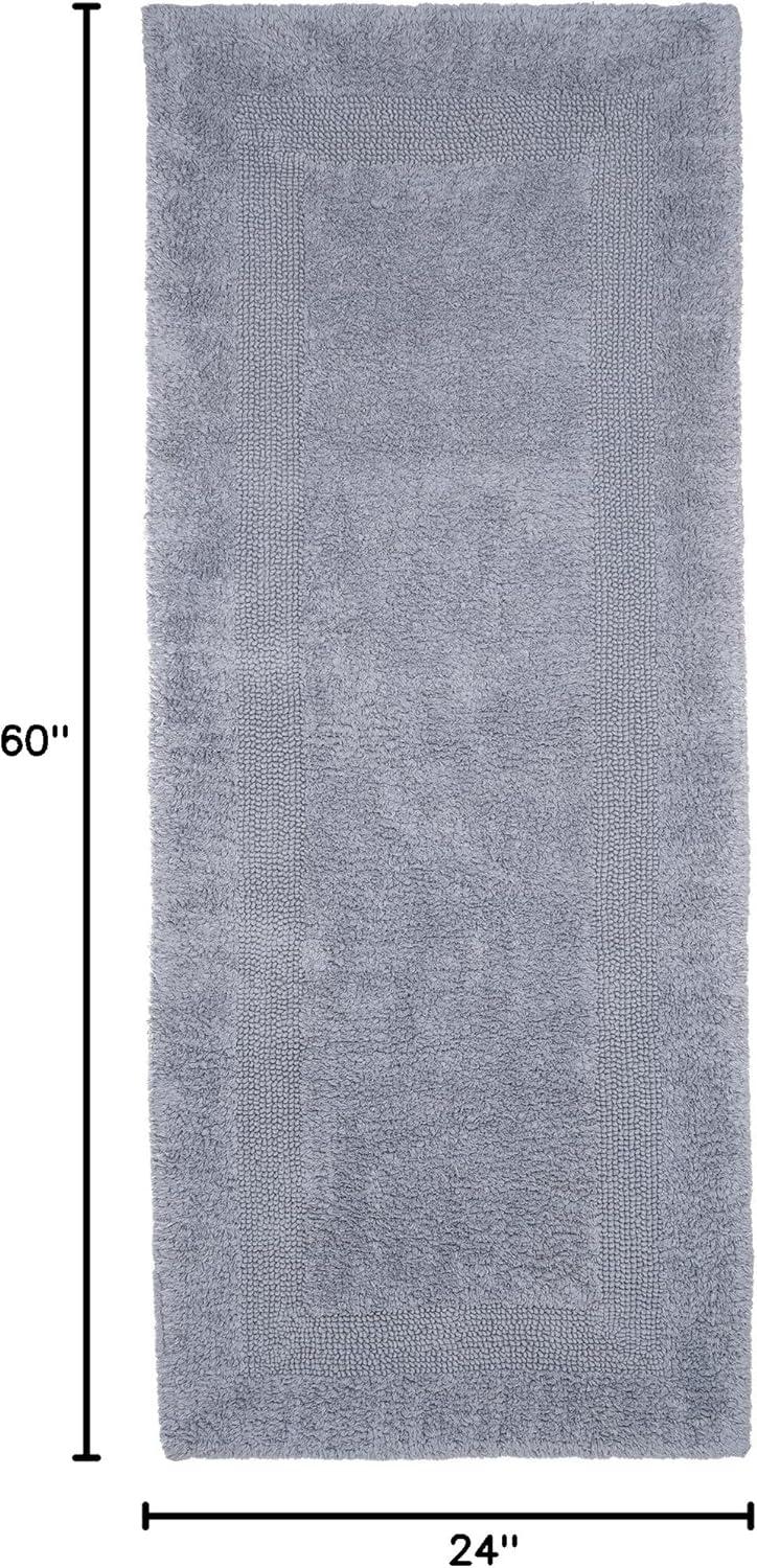 imageLavish Home Reversible Long Bath Mat 60x24Inch Plush Cotton Bathroom Runner Machine Washable Bath Mats for Bathroom Kitchen or Laundry Room BlueSilver