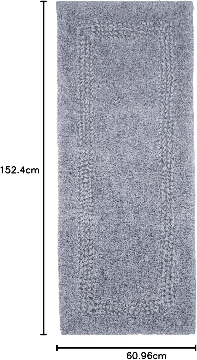 imageLavish Home Reversible Long Bath Mat 60x24Inch Plush Cotton Bathroom Runner Machine Washable Bath Mats for Bathroom Kitchen or Laundry Room BlueSilver
