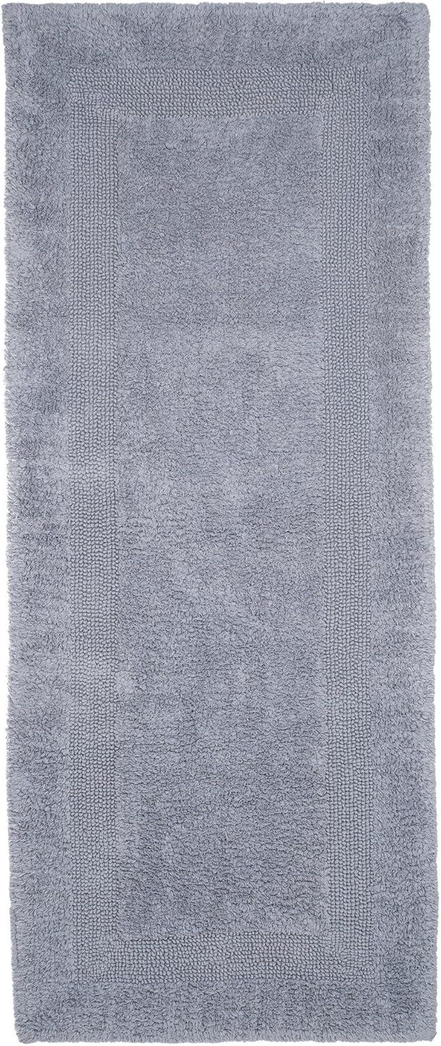 imageLavish Home Reversible Long Bath Mat 60x24Inch Plush Cotton Bathroom Runner Machine Washable Bath Mats for Bathroom Kitchen or Laundry Room BlueSilver