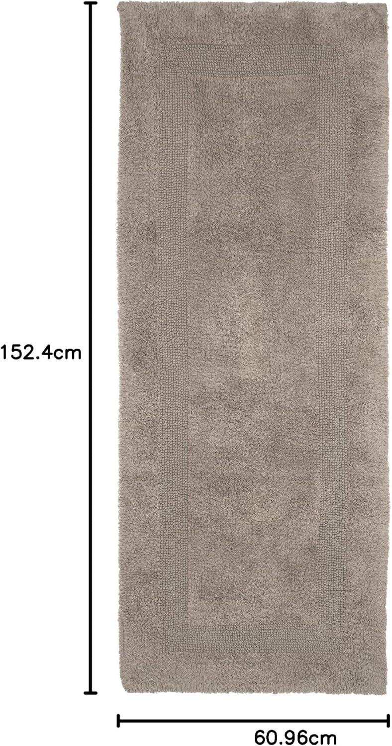 imageLavish Home Reversible Long Bath Mat 60x24Inch Plush Cotton Bathroom Runner Machine Washable Bath Mats for Bathroom Kitchen or Laundry Room BlueTaupe