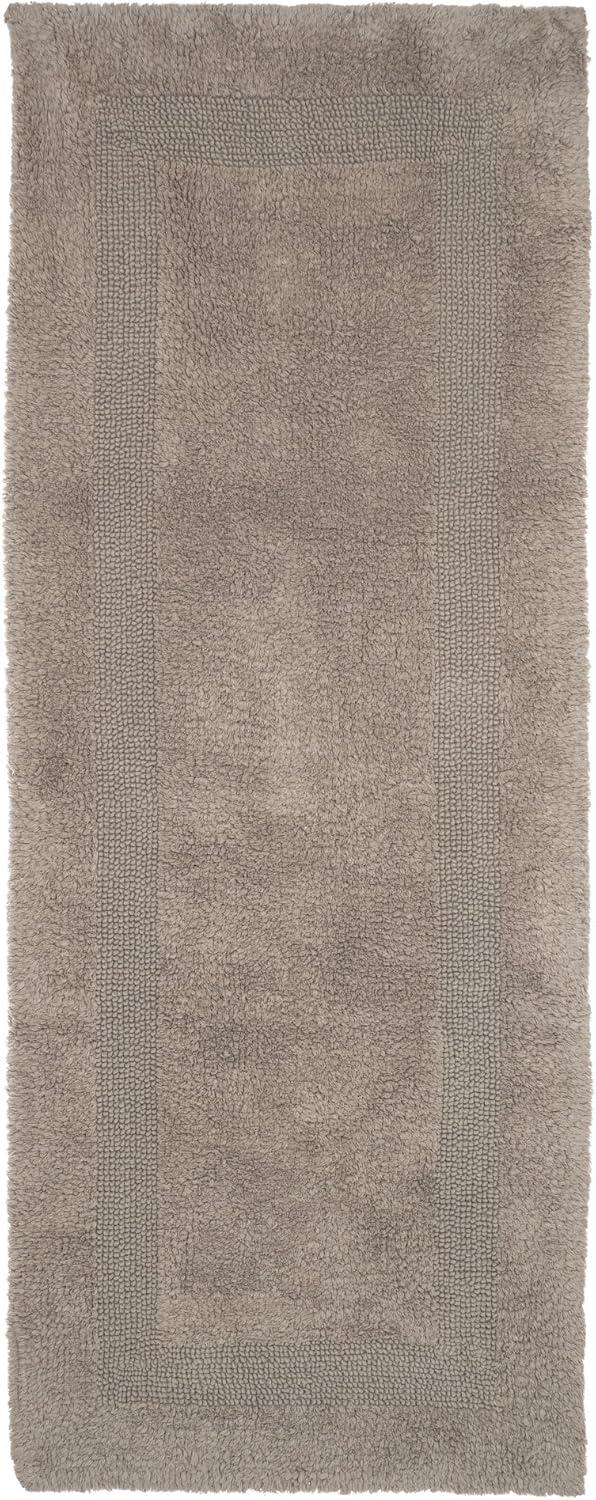 imageLavish Home Reversible Long Bath Mat 60x24Inch Plush Cotton Bathroom Runner Machine Washable Bath Mats for Bathroom Kitchen or Laundry Room BlueTaupe