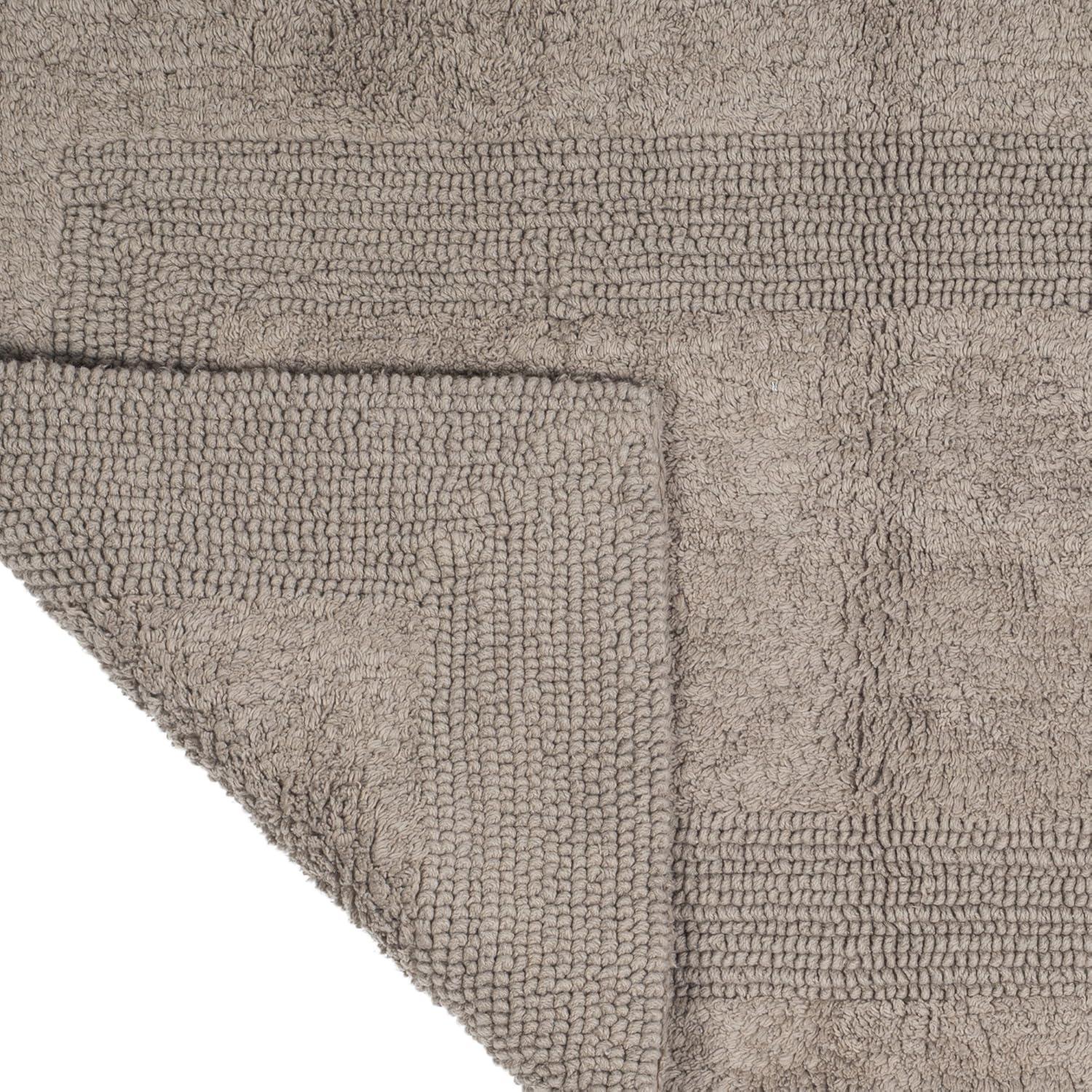 imageLavish Home Reversible Long Bath Mat 60x24Inch Plush Cotton Bathroom Runner Machine Washable Bath Mats for Bathroom Kitchen or Laundry Room BlueTaupe