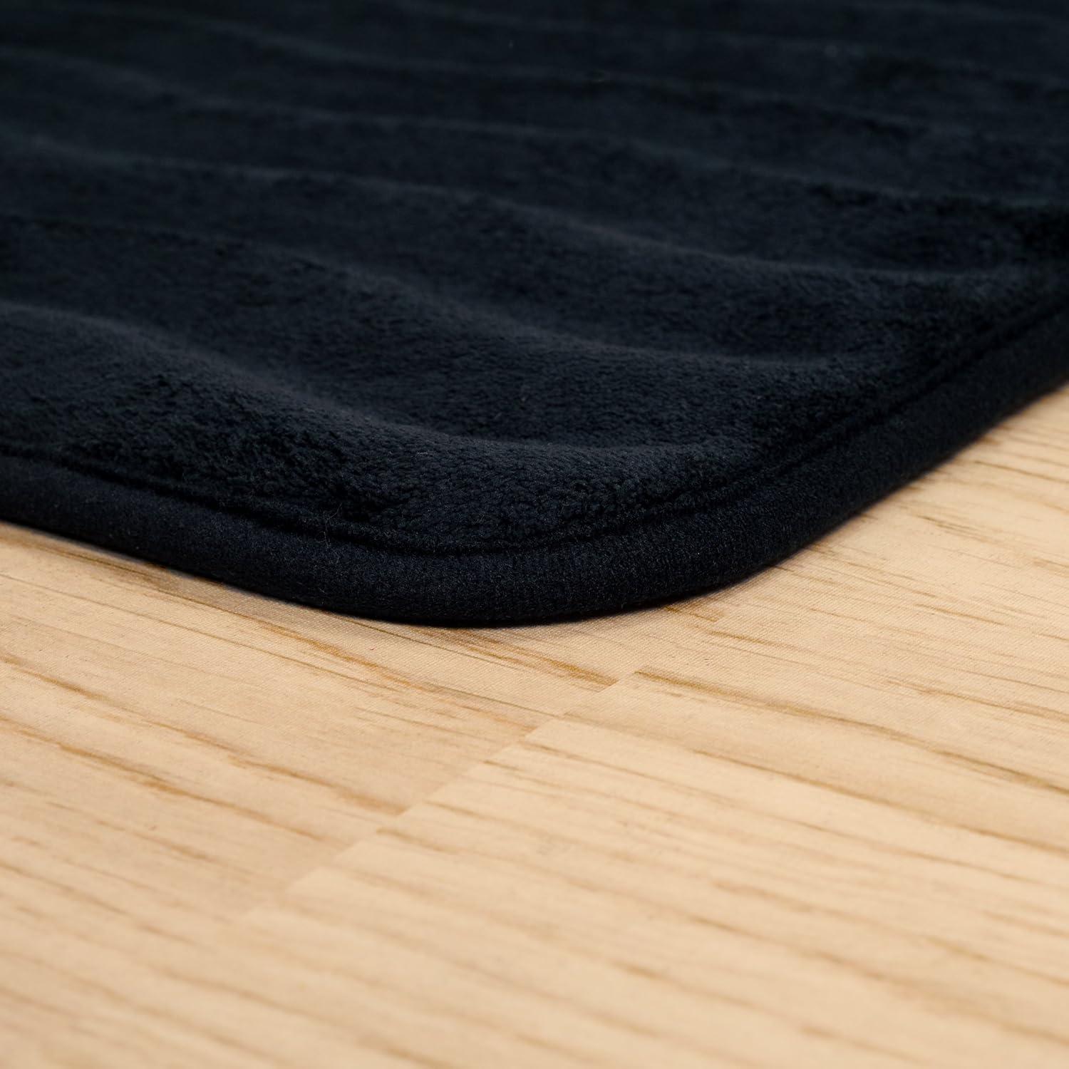 imageMicrofiber Memory Foam Bathmat Oversized Padded Nonslip Accent Rug for Bathroom Kitchen Laundry Room Wave Pattern by Lavish Home ChocolateBlack