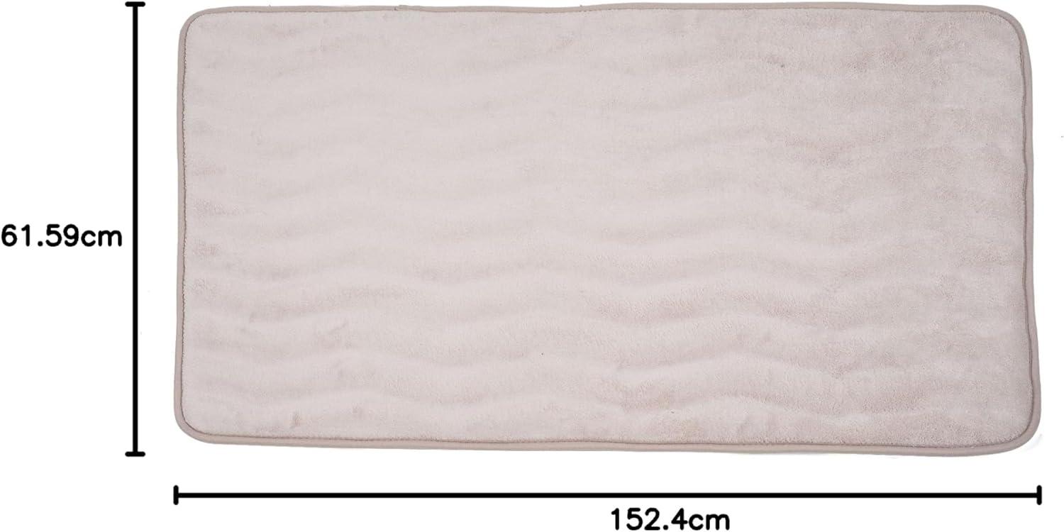 imageMicrofiber Memory Foam Bathmat Oversized Padded Nonslip Accent Rug for Bathroom Kitchen Laundry Room Wave Pattern by Lavish Home ChocolateIvory