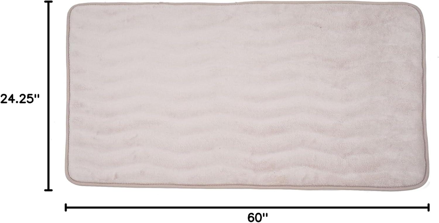 imageMicrofiber Memory Foam Bathmat Oversized Padded Nonslip Accent Rug for Bathroom Kitchen Laundry Room Wave Pattern by Lavish Home ChocolateIvory