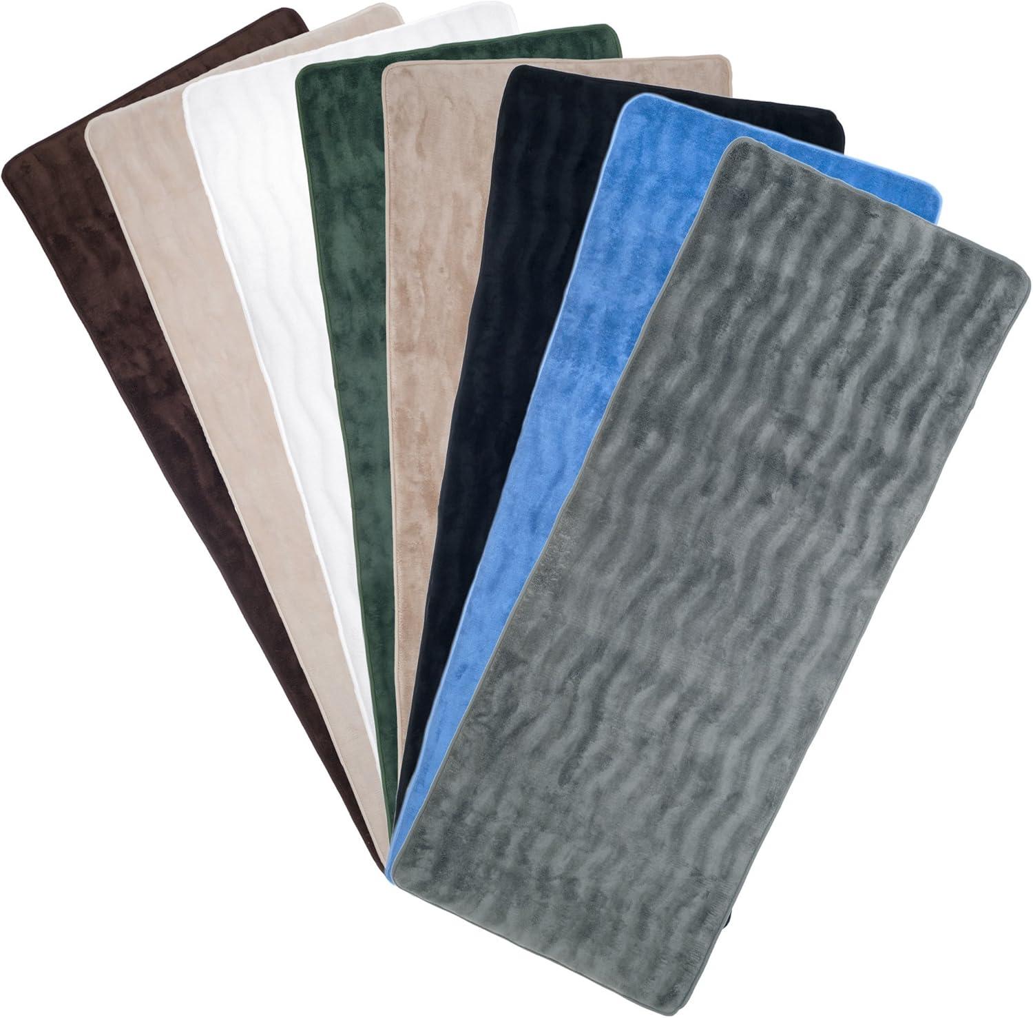 imageMicrofiber Memory Foam Bathmat Oversized Padded Nonslip Accent Rug for Bathroom Kitchen Laundry Room Wave Pattern by Lavish Home ChocolateMocha