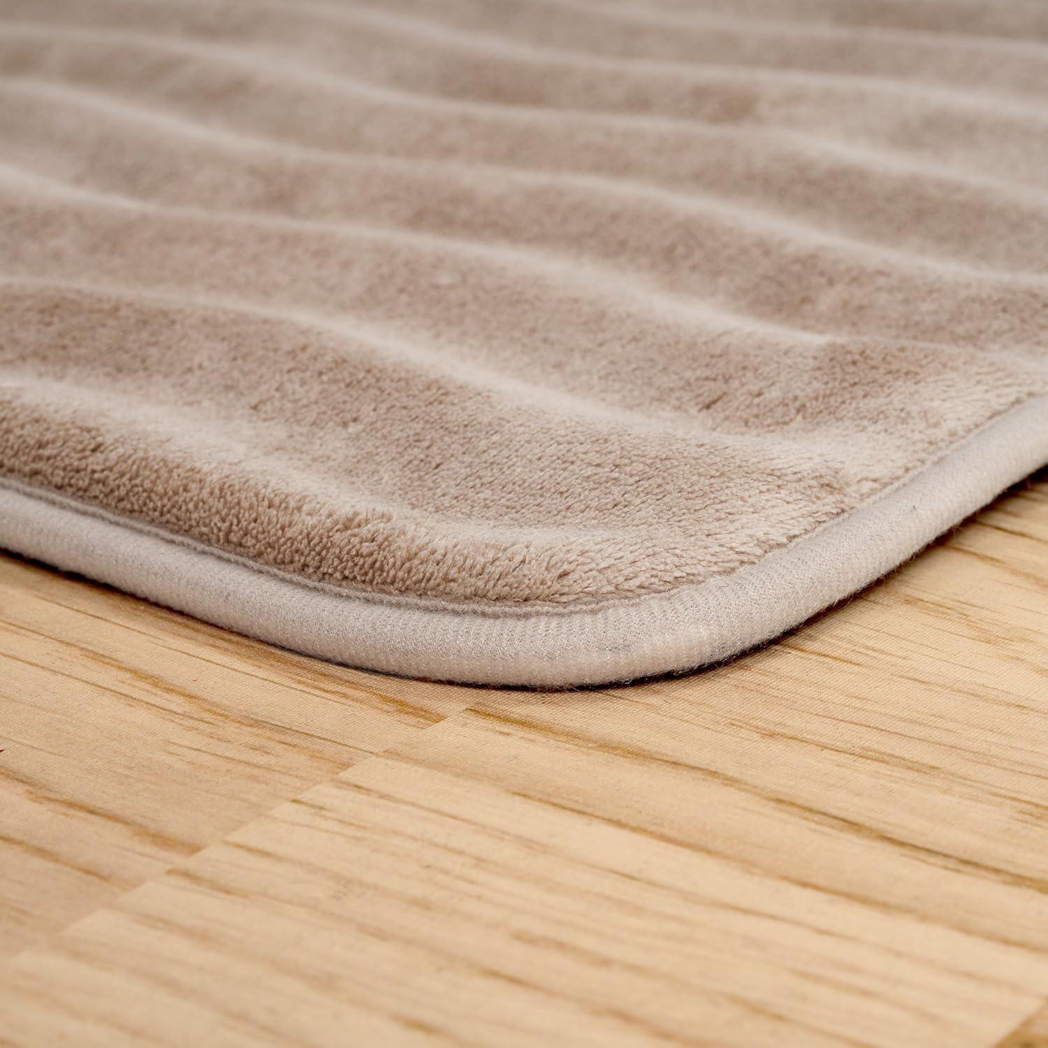imageMicrofiber Memory Foam Bathmat Oversized Padded Nonslip Accent Rug for Bathroom Kitchen Laundry Room Wave Pattern by Lavish Home ChocolateMocha