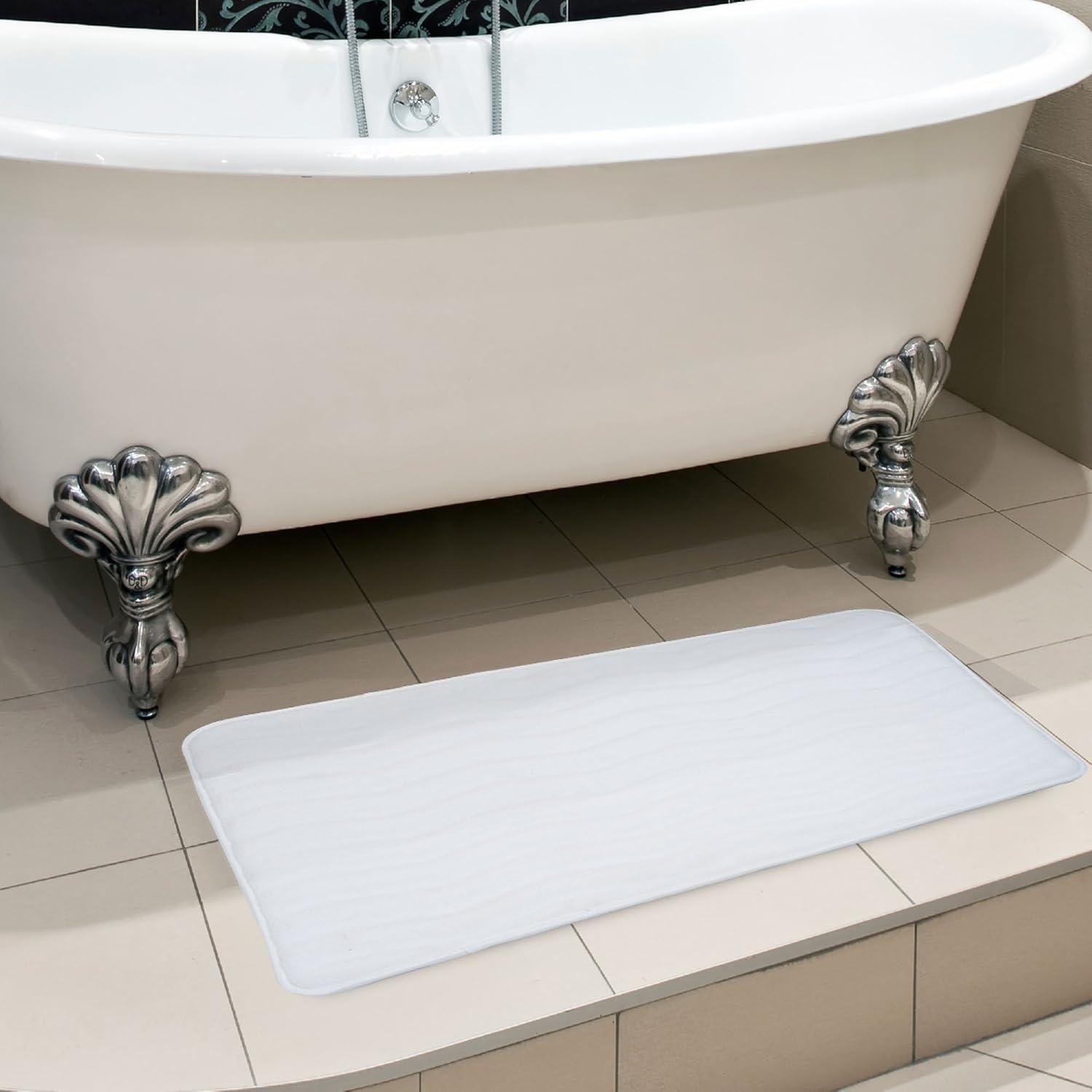 imageMicrofiber Memory Foam Bathmat Oversized Padded Nonslip Accent Rug for Bathroom Kitchen Laundry Room Wave Pattern by Lavish Home ChocolateWhite