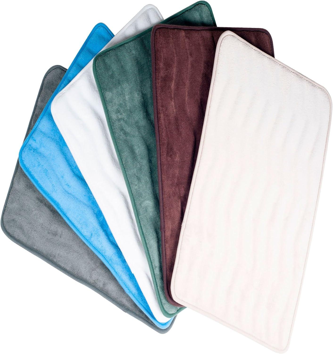imageMicrofiber Memory Foam Bathmat Oversized Padded Nonslip Accent Rug for Bathroom Kitchen Laundry Room Wave Pattern by Lavish Home ChocolateWhite
