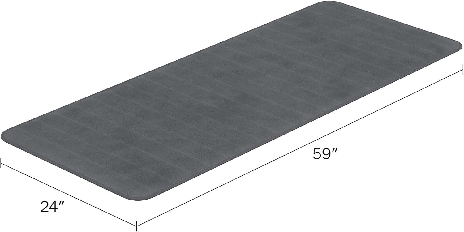imageOversized Bathroom Rug Memory Foam Bath Mat in Gray Textured Stripes Extra Long NonSlip Absorbent Runner for Shower Tub or Kitchen by Lavish Home
