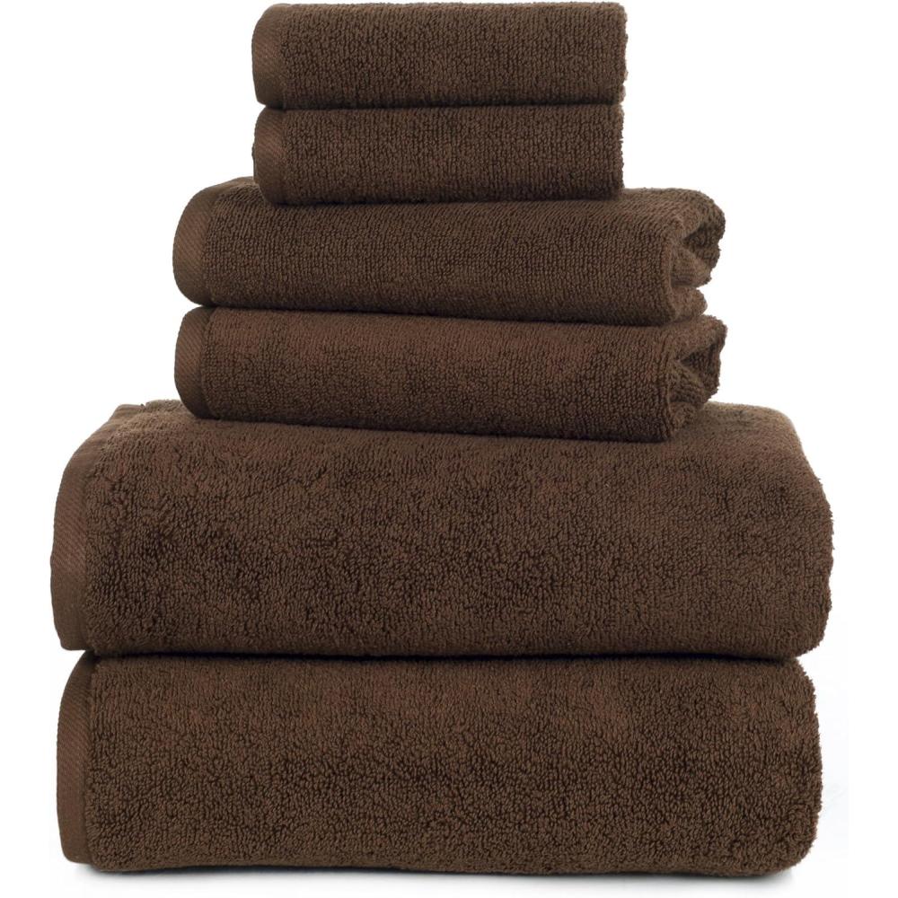 image100 Percent Cotton Towel Set Zero Twist Soft and Absorbent 6 Piece Set With 2 Bath Towels 2 Hand Towels and 2 Washcloths Chocolate By Lavish HomeChocolate