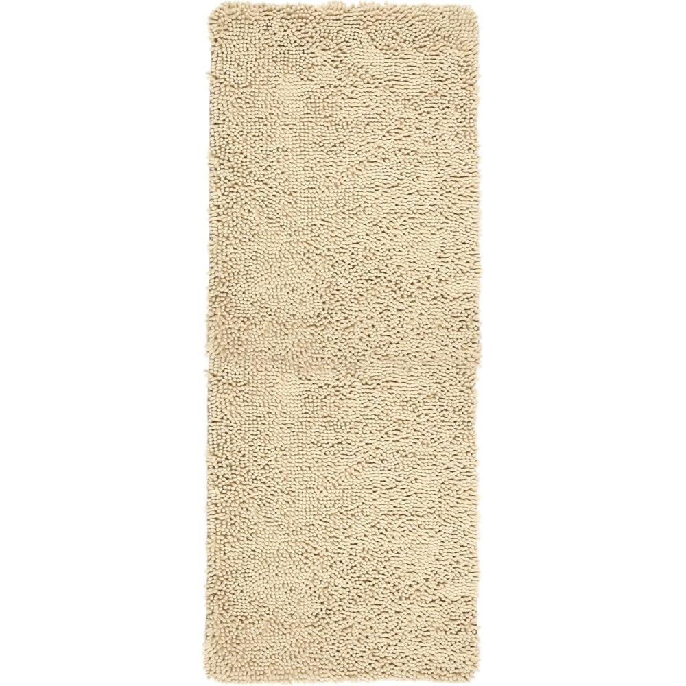 imageBath Mat 58x24Inch Bathroom Runner with NonSlip Backing Absorbent HighPile Chenille Memory Foam Bathroom Rug by Lavish Home WhiteIvory