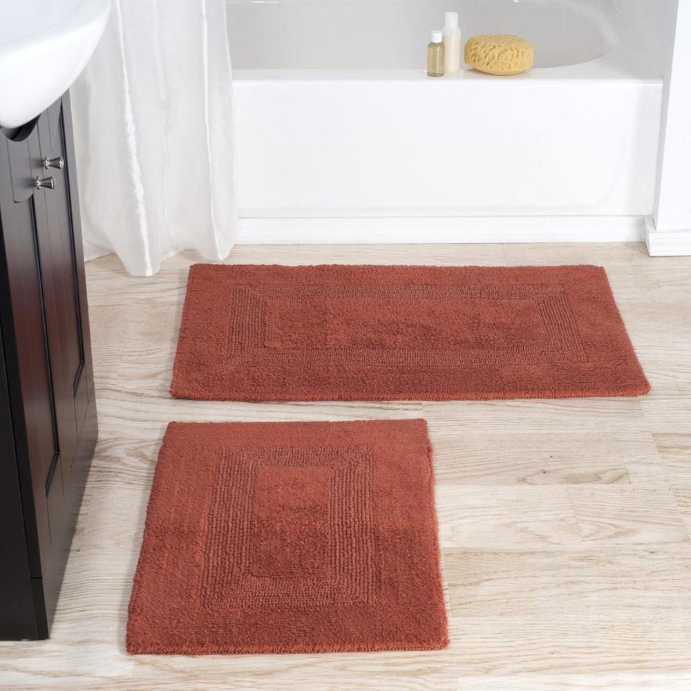 imageBathroom Rugs 2Piece Cotton Bathroom Mat Set Machine Washable Bath Mats for Washroom Kitchen or Laundry Room by Lavish Home TaupeBrick