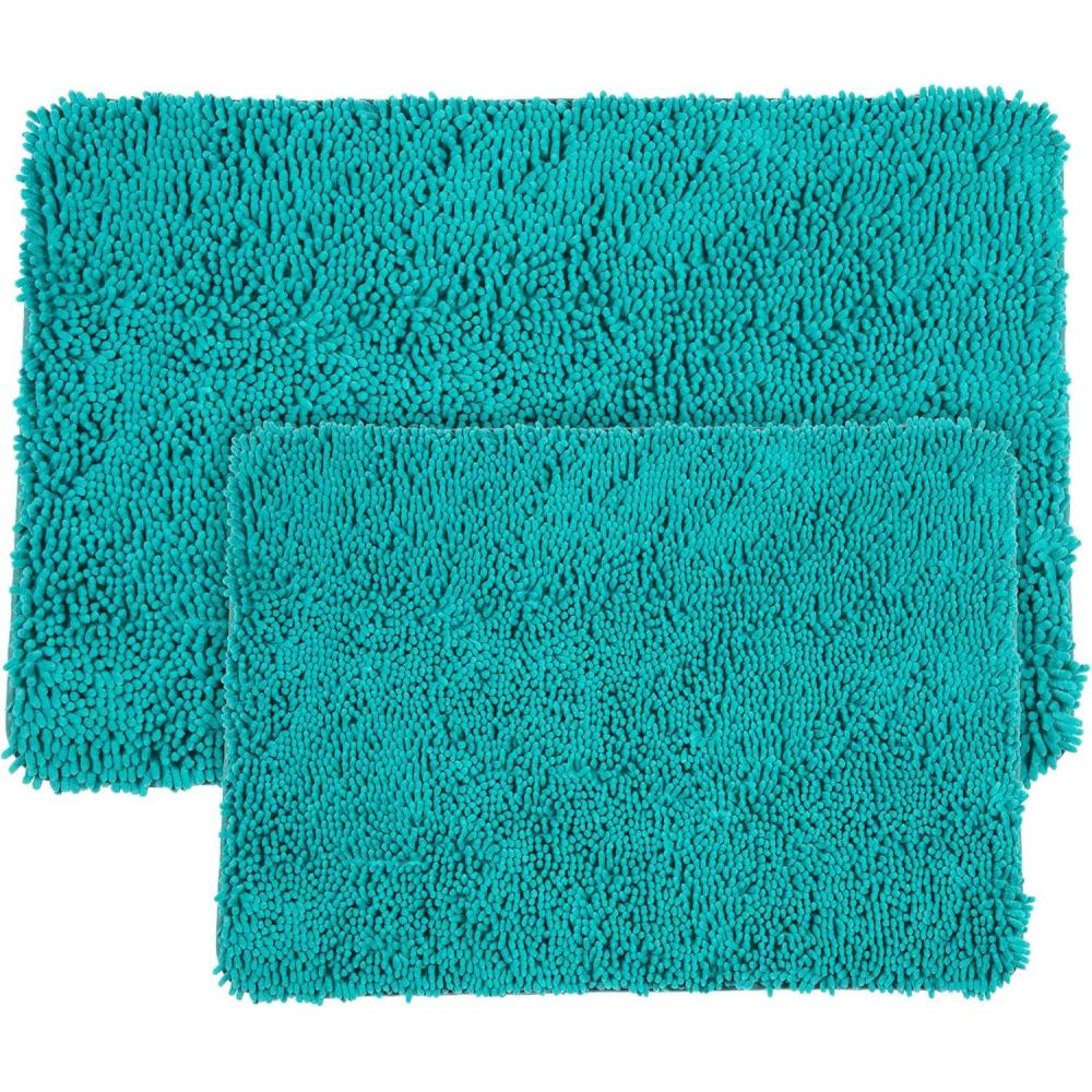 imageLavish Home 2 Piece Memory Foam Shag Bath Mat Seafoam