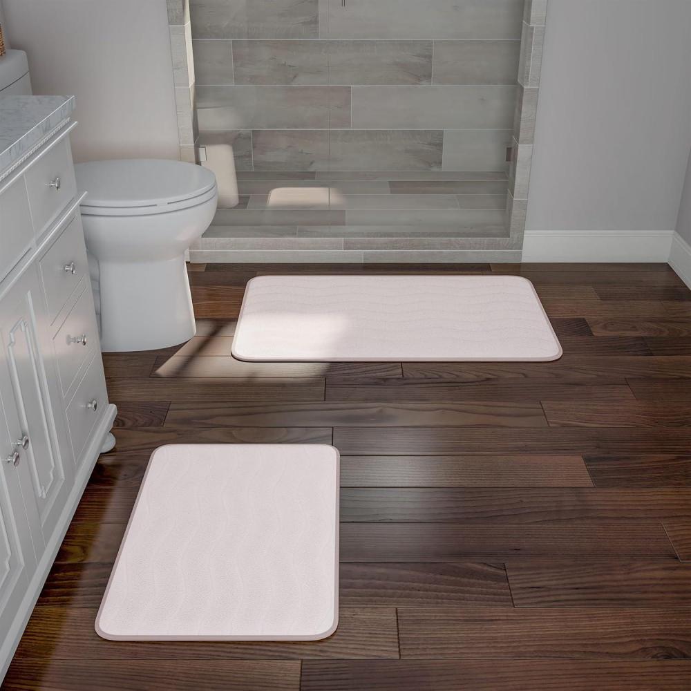 imageLavish Home 2Piece Memory Foam Bath Mat Set OffWhiteIvory