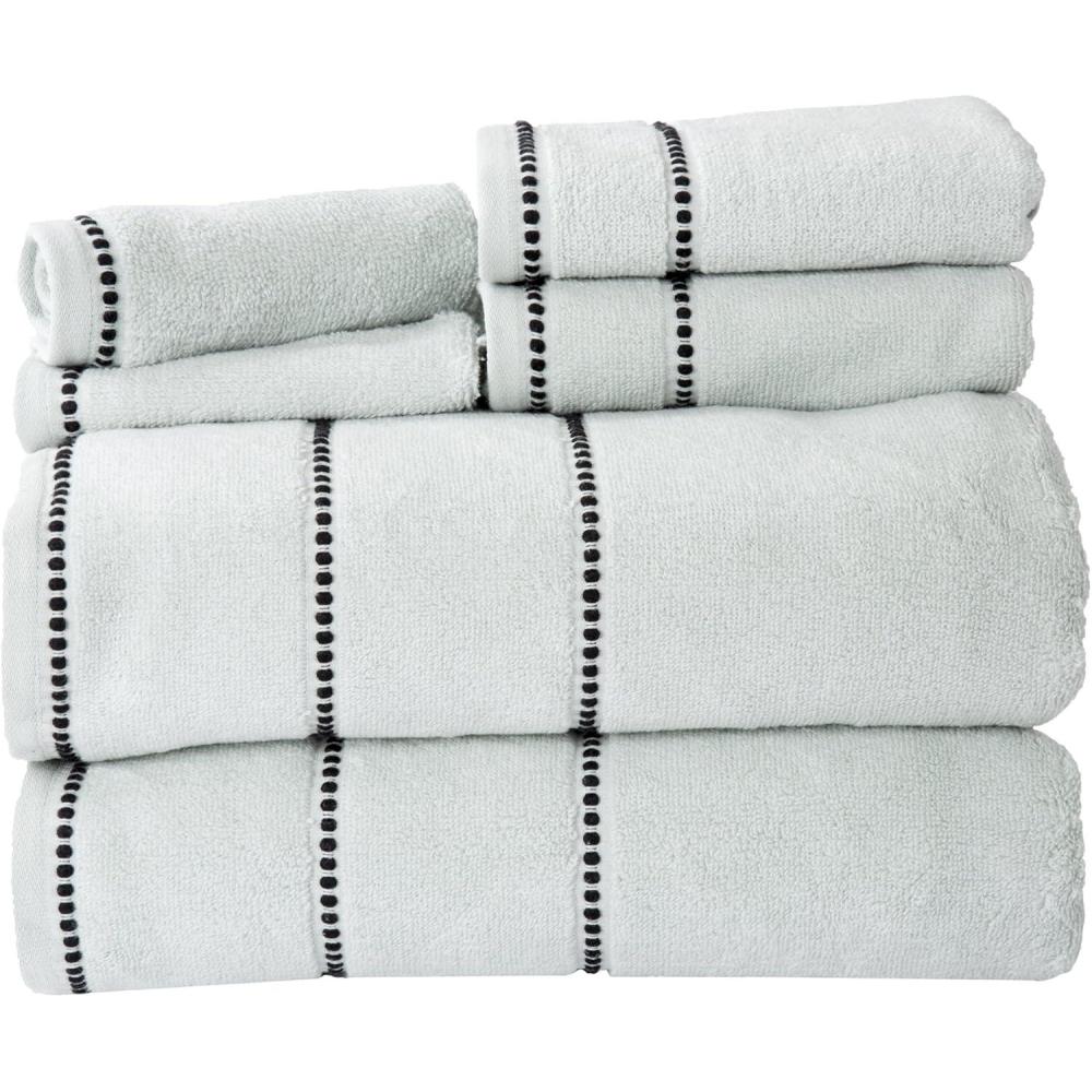 imageLavish Home 6 Piece Bathroom Towels Set 525GSM 100 Cotton Bathroom Essentials 2 Bath Sheets 2 Hand Towels and 2 Wash Cloths for Bath Shower Gym Spa and Dorm Room Seafoam