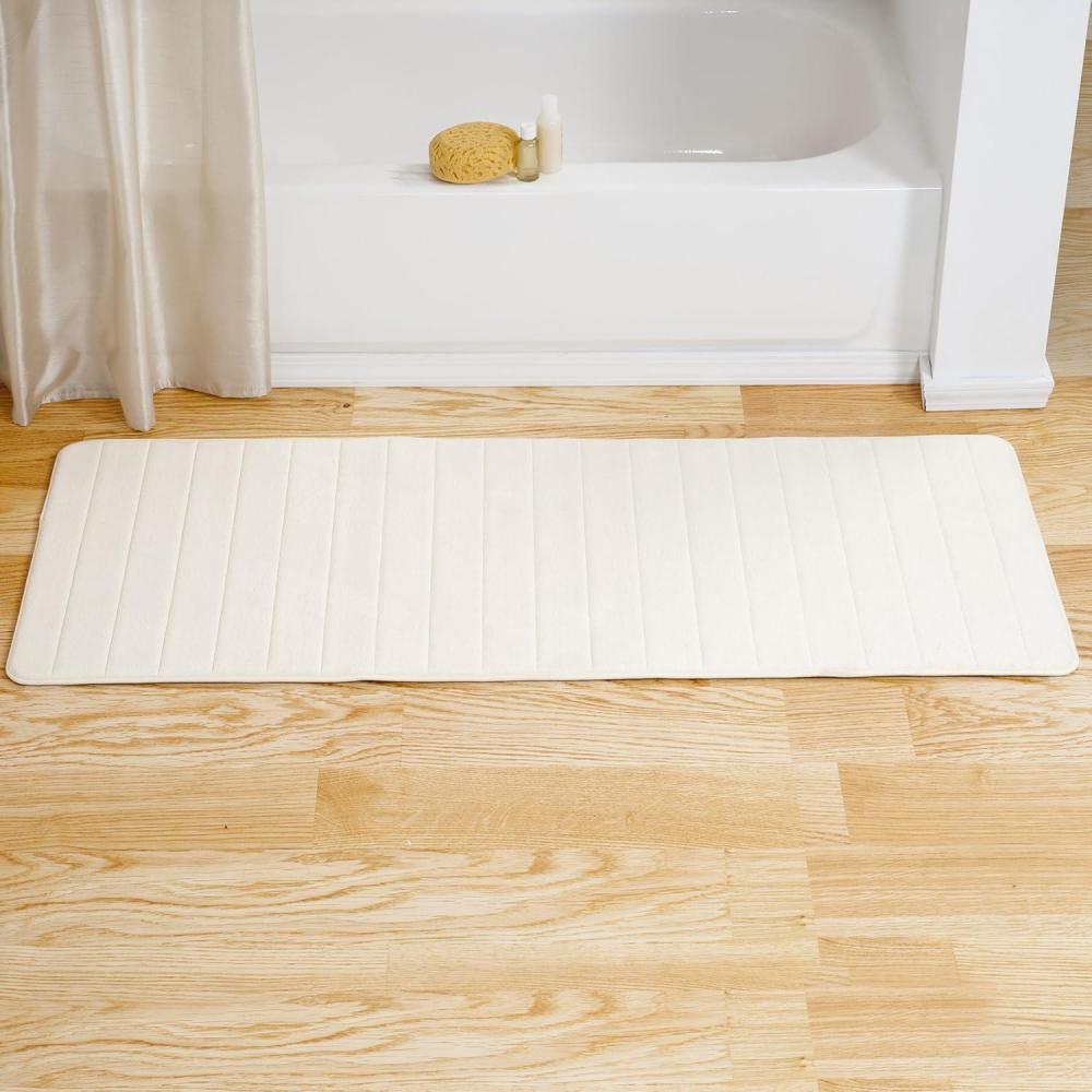 imageLavish Home Oversized Bathroom Rug ExtraLong Memory Foam Bath Mat with Nonslip Backing Absorbent Runner for The Shower Tub or Sink White