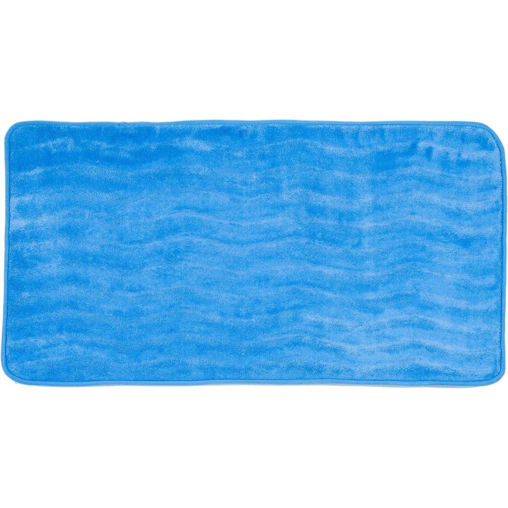 imageMicrofiber Memory Foam Bathmat Oversized Padded Nonslip Accent Rug for Bathroom Kitchen Laundry Room Wave Pattern by Lavish Home ChocolateBlue
