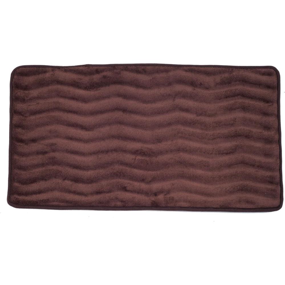 imageMicrofiber Memory Foam Bathmat Oversized Padded Nonslip Accent Rug for Bathroom Kitchen Laundry Room Wave Pattern by Lavish Home ChocolateChocolate