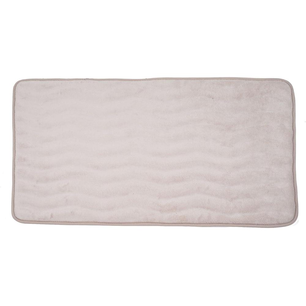 imageMicrofiber Memory Foam Bathmat Oversized Padded Nonslip Accent Rug for Bathroom Kitchen Laundry Room Wave Pattern by Lavish Home ChocolateIvory