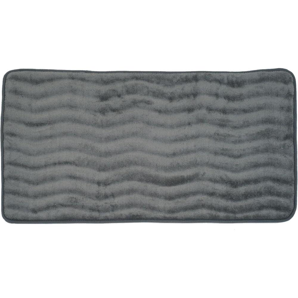 imageMicrofiber Memory Foam Bathmat Oversized Padded Nonslip Accent Rug for Bathroom Kitchen Laundry Room Wave Pattern by Lavish Home ChocolatePlatinum