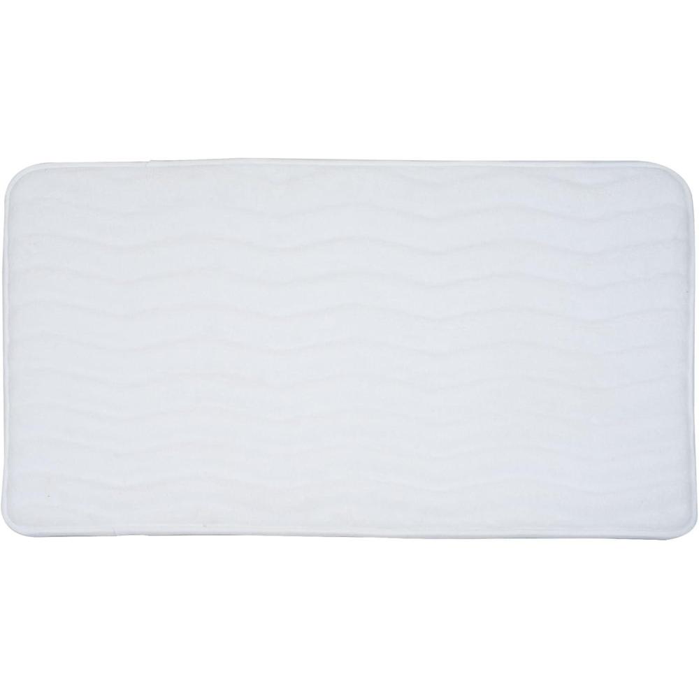 imageMicrofiber Memory Foam Bathmat  Oversized Padded Nonslip Accent Rug for Bathroom Kitchen Laundry Room Wave Pattern by Lavish Home ChocolateWhite