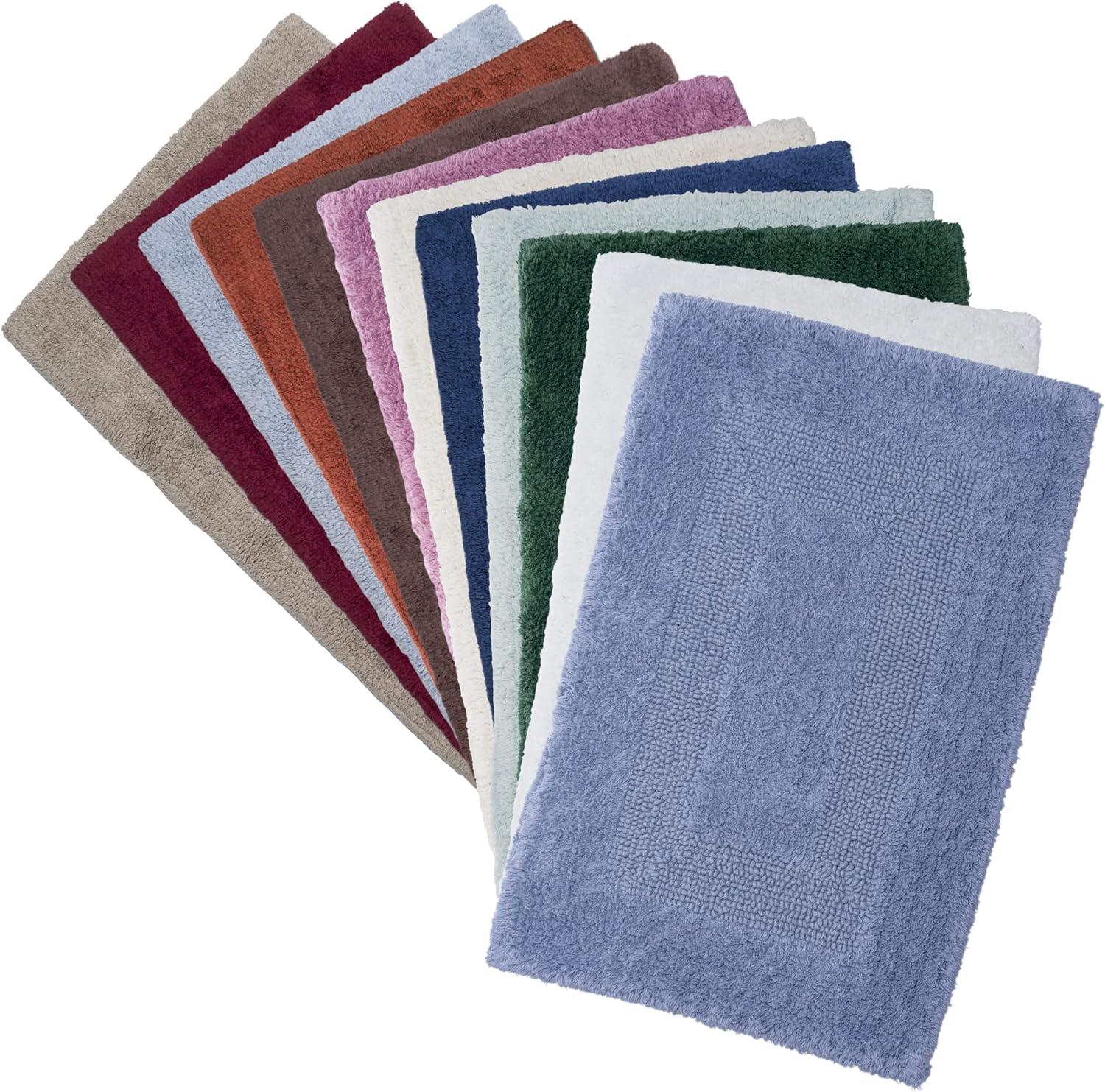 imagequotCotton Bath Mat Set 2 Piece 100 Percent Cotton Mats Reversible Soft Absorbent and Machine Washable Bathroom Rugs By Lavish Home Blue 35quotquotx22quotquotx05quotquotquot