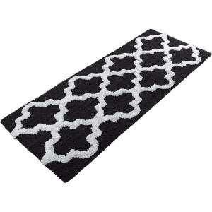 100% Cotton Bathroom Rug – 24×60-Inch Bathmat with Trellis Pattern and Non-Slip Base – Machine Washable Bathroom Rugs by Lavish Home (Black)(Black)