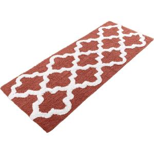 100% Cotton Bathroom Rug – 24×60-Inch Bathmat with Trellis Pattern and Non-Slip Base – Machine Washable Bathroom Rugs by Lavish Home (Black)(Brick)