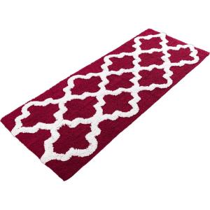100% Cotton Bathroom Rug – 24×60-Inch Bathmat with Trellis Pattern and Non-Slip Base – Machine Washable Bathroom Rugs by Lavish Home (Black)(Burgundy)