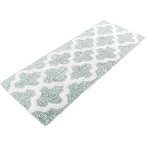 100% Cotton Bathroom Rug – 24×60-Inch Bathmat with Trellis Pattern and Non-Slip Base – Machine Washable Bathroom Rugs by Lavish Home (Black)(Seafoam)