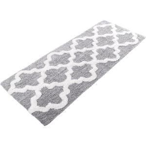 100% Cotton Bathroom Rug – 24×60-Inch Bathmat with Trellis Pattern and Non-Slip Base – Machine Washable Bathroom Rugs by Lavish Home (Black)(Silver)