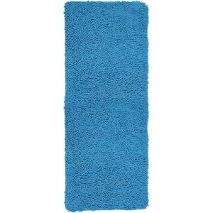 Bath Mat – 58×24-Inch Bathroom Runner with Non-Slip Backing – Absorbent High-Pile Chenille Memory Foam Bathroom Rug by Lavish Home (White)(Blue)