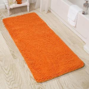 Bath Mat – 58×24-Inch Bathroom Runner with Non-Slip Backing – Absorbent High-Pile Chenille Memory Foam Bathroom Rug by Lavish Home (White)(Orange)