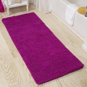 Bath Mat – 58×24-Inch Bathroom Runner with Non-Slip Backing – Absorbent High-Pile Chenille Memory Foam Bathroom Rug by Lavish Home (White)(Pink)