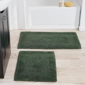 Bathroom Rugs – 2-Piece Cotton Bathroom Mat Set – Machine Washable Bath Mats for Washroom, Kitchen, or Laundry Room by Lavish Home (Taupe)(Green)
