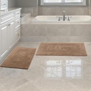 Bathroom Rugs – 2-Piece Cotton Bathroom Mat Set – Machine Washable Bath Mats for Washroom, Kitchen, or Laundry Room by Lavish Home (Taupe)(Taupe)