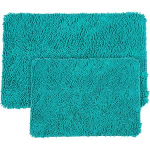 Lavish Home 2 Piece Memory Foam Shag Bath Mat – Seafoam