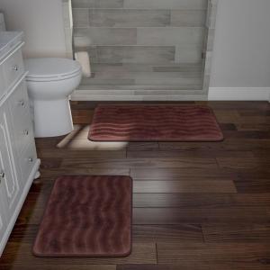 Lavish Home 2-Piece Memory Foam Bath Mat Set- Off-White(Chocolate)