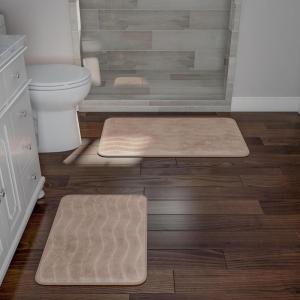 Lavish Home 2-Piece Memory Foam Bath Mat Set- Off-White(Taupe)