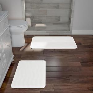 Lavish Home 2-Piece Memory Foam Bath Mat Set- Off-White(White)