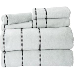 Lavish Home 6 Piece Bathroom Towels Set – 525GSM 100% Cotton Bathroom Essentials – 2 Bath Sheets, 2 Hand Towels, and 2 Wash Cloths for Bath, Shower, Gym, Spa, and Dorm Room (Seafoam)